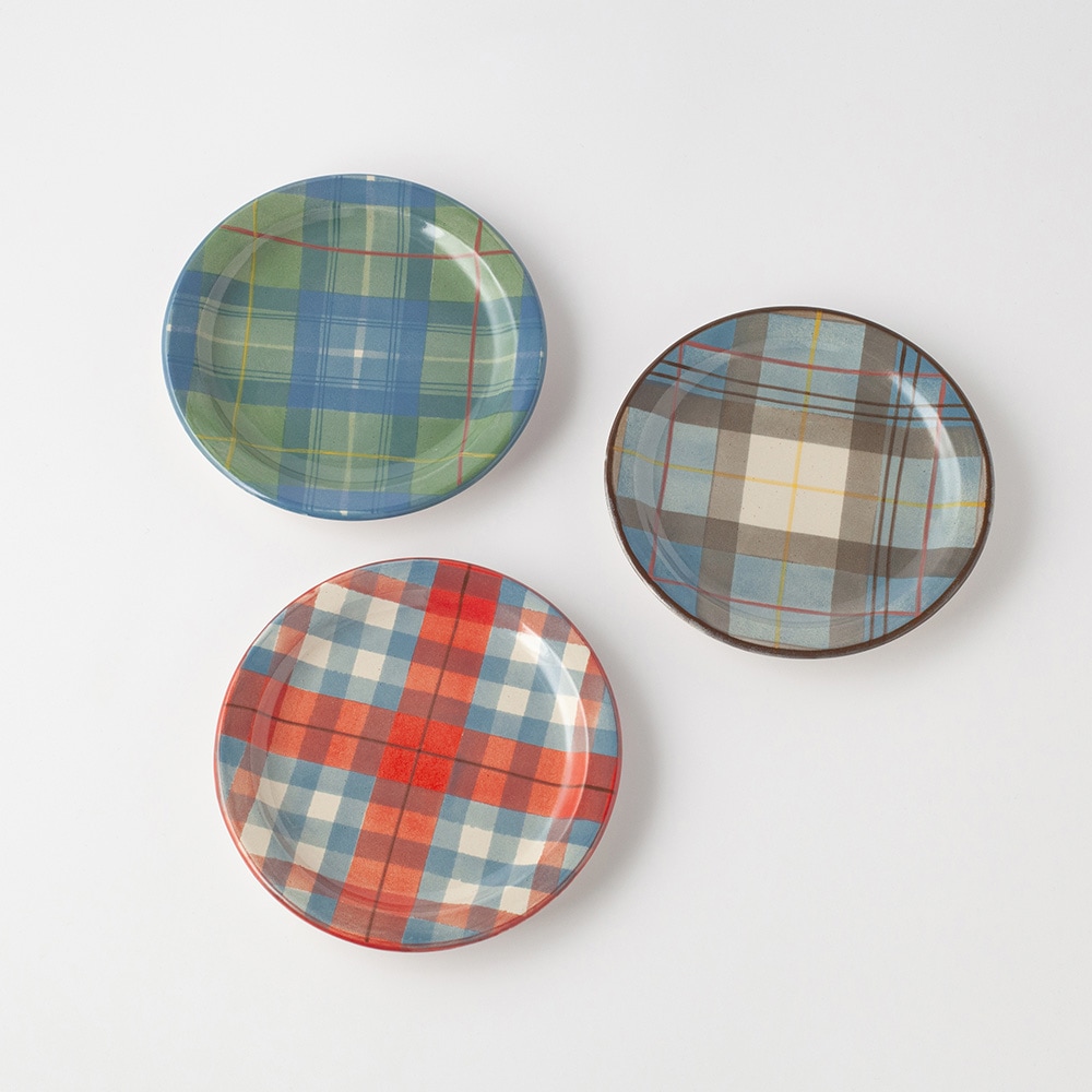 【未使用・希少】ANTA SCOTLAND タータンチェック　中皿　２枚セット スコットランドのANTA（アンタ）のお皿 タータンチェックが可愛い中