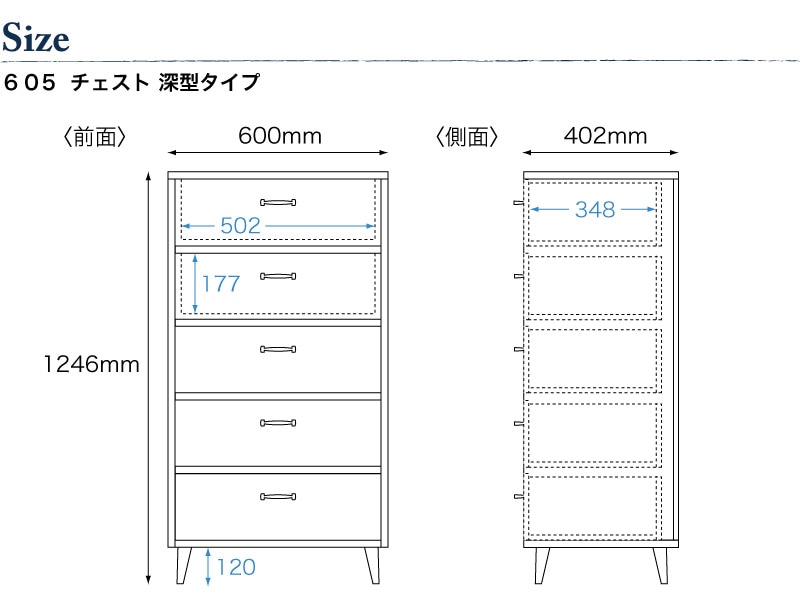 605 チェスト 深型タイプサイズ