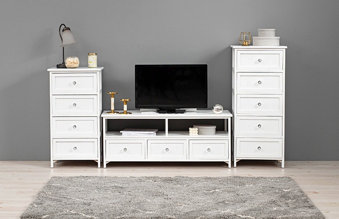 シャビー調 5段 ランドリーチェスト　イメージ