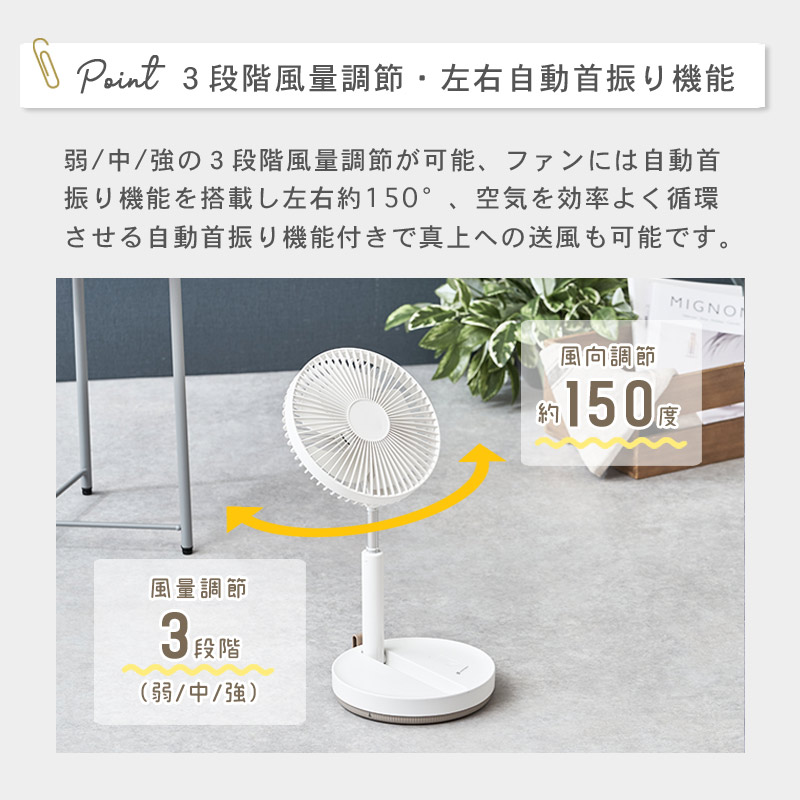 折りたたみコードレスファン イメージ