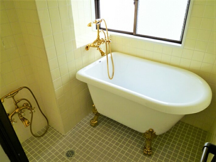 バスタブ 浴槽 セット お洒落 おしゃれ 可愛い かわいい 白 ホワイト リフォーム FRP製 新生活 置き型 幅150cm INK-0203007H - 6