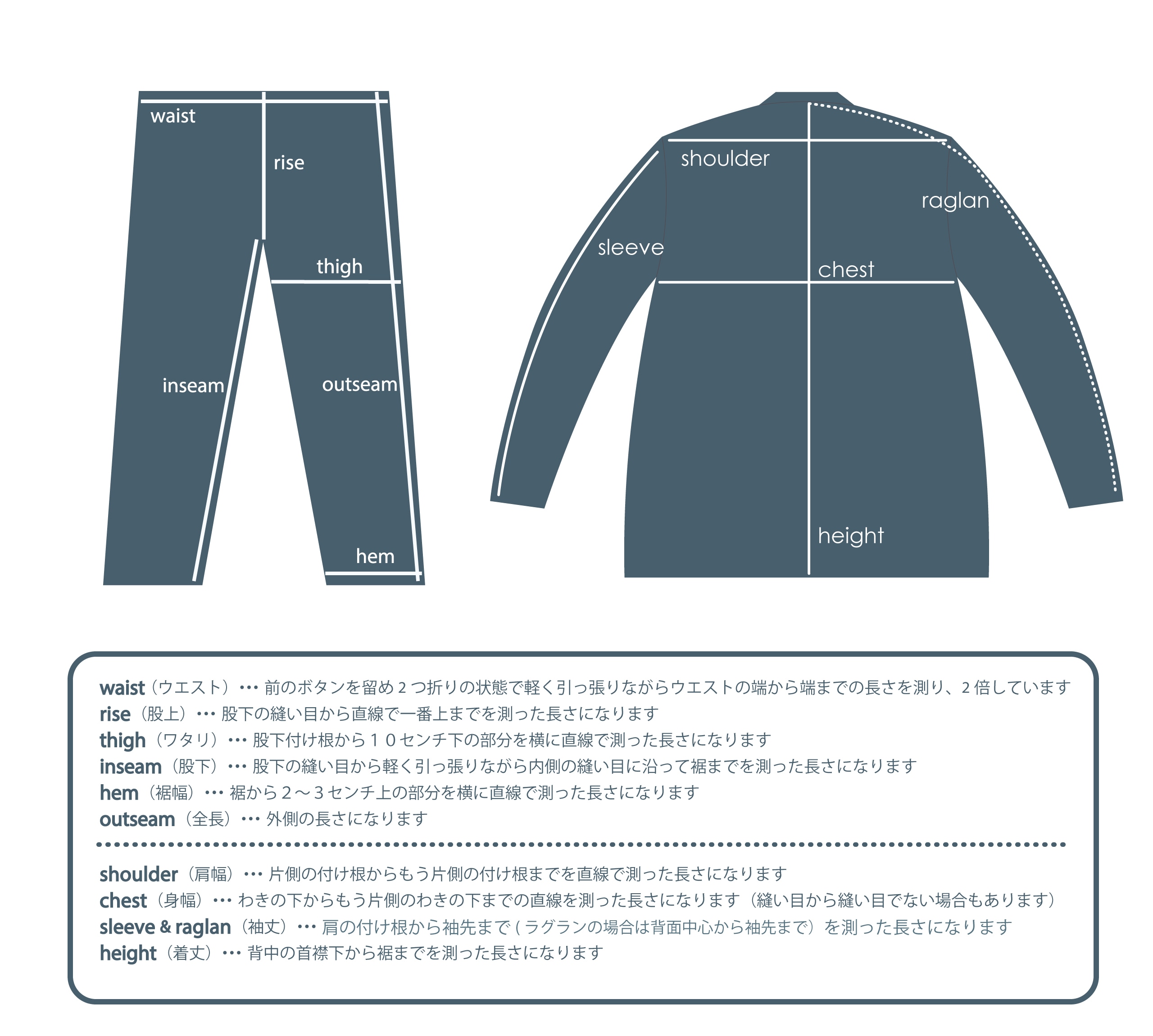 採寸方法について