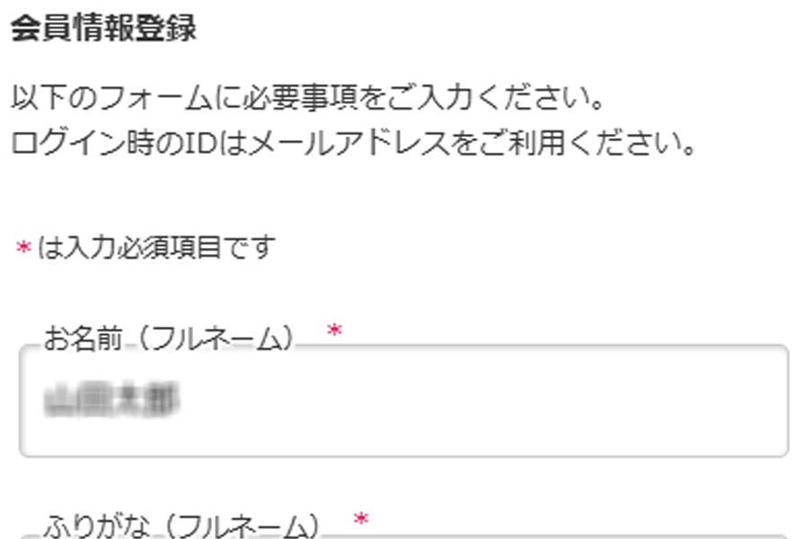 必須項目を入力していく