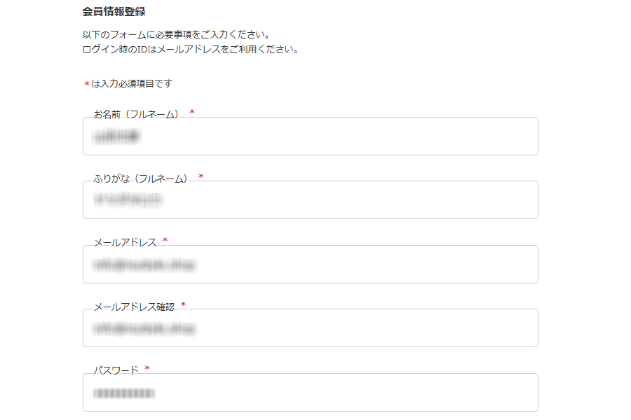 必須項目を入力していく