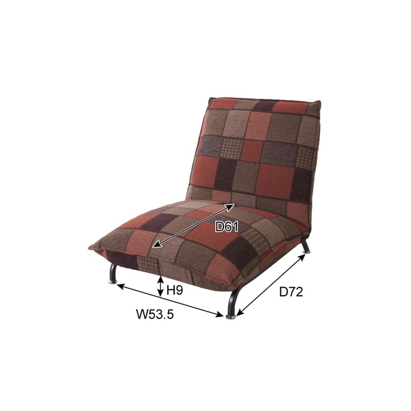 新品】リクライニングソファ パッチワーク柄 オレンジ 68cm幅 リビング