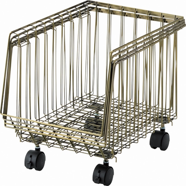 新品】3段スタッキングワゴン アンティークゴールド 幅265mm