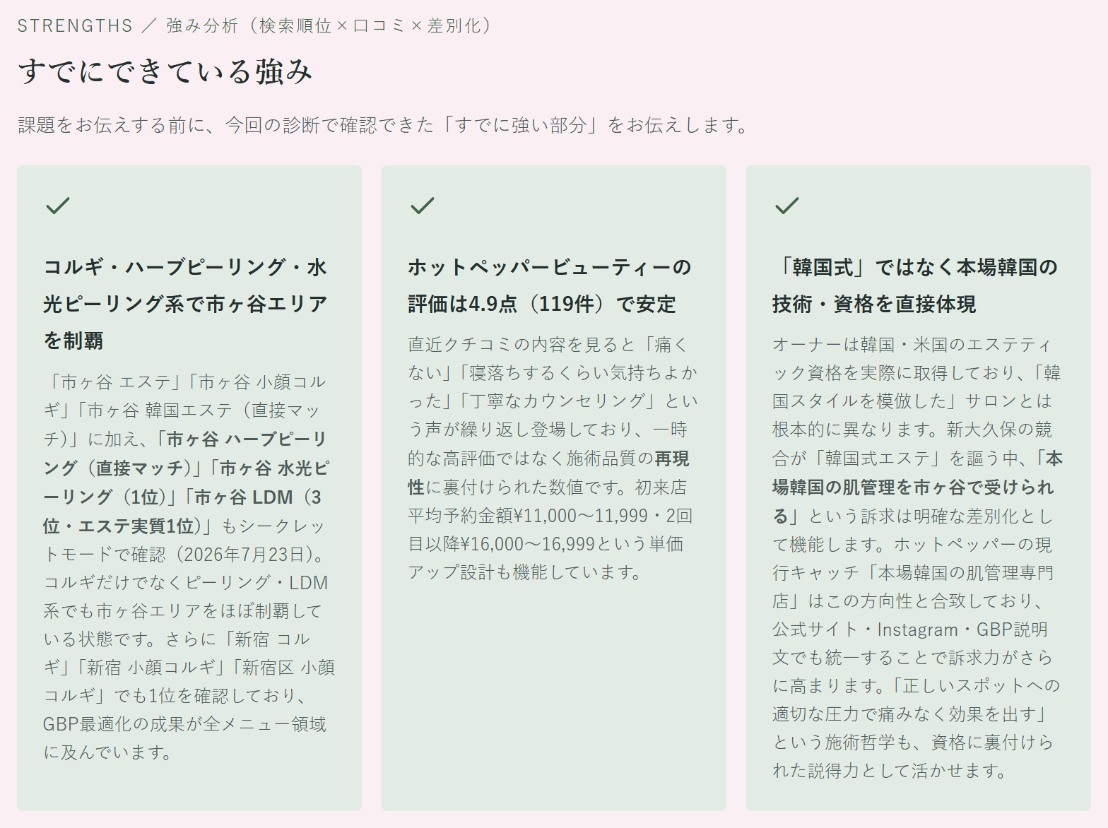 診断レポート抜粋：強み分析セクション