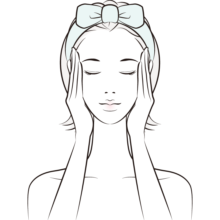 顔全体に伸ばす