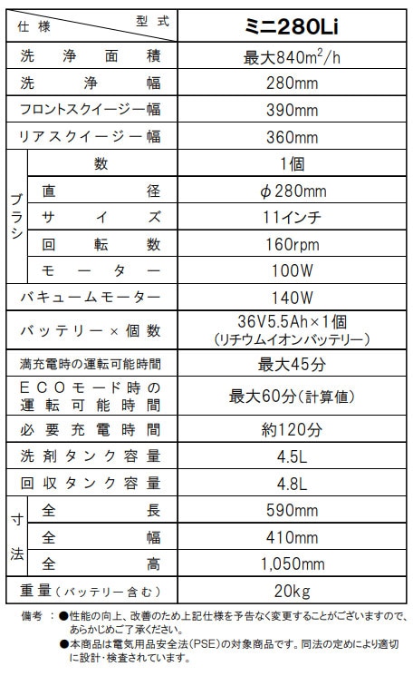 スクラブメイトミニ280Li