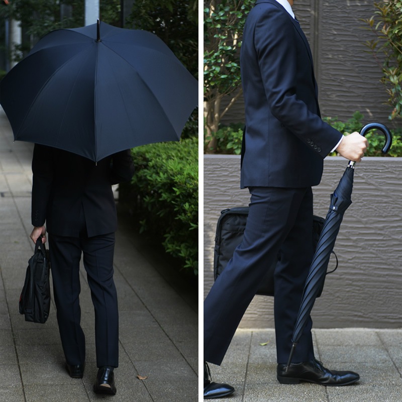 Ramuda メンズ 傘 65cm 甲州織 ピンドット ジャガード カーボン 8本骨 UV加工 細巻き | 紳士傘,長傘 | | 紳士の持ち物