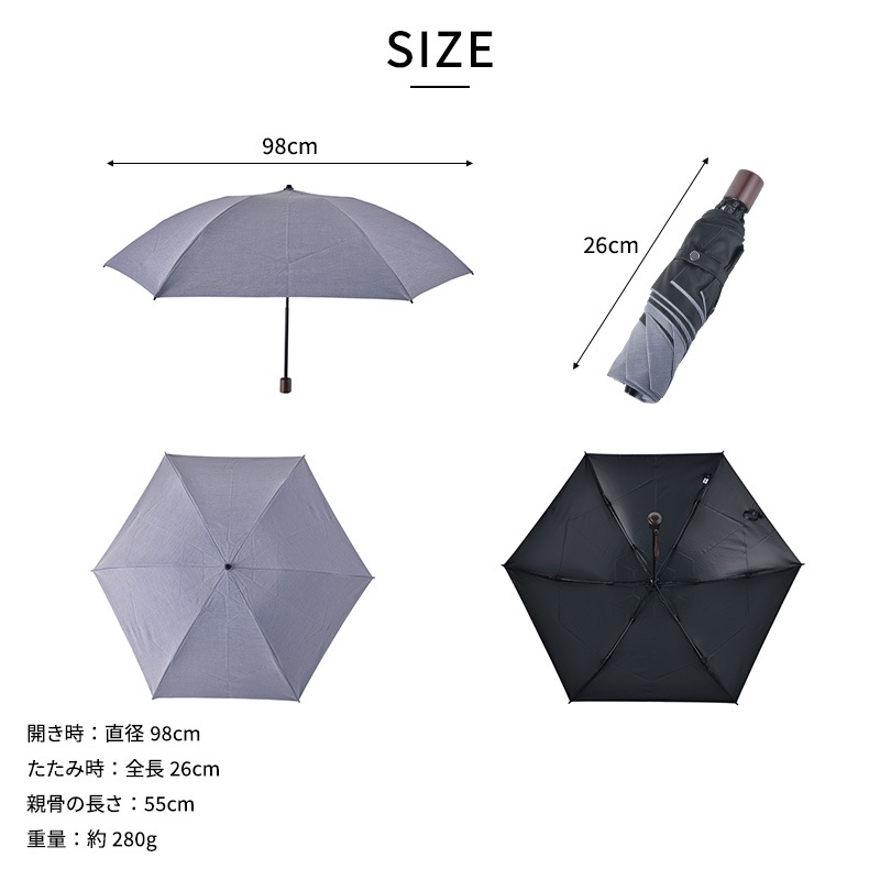 Ramuda 折りたたみ傘 6本骨 55cm 変形クイックアーチ 遮光遮熱 T/C