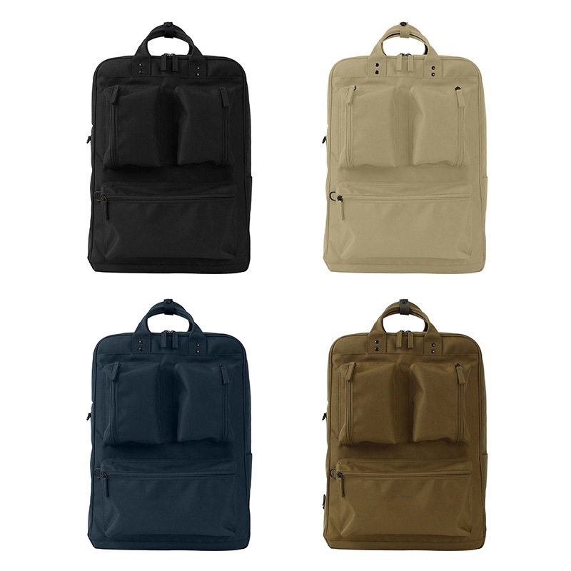 バックパック ダブルハンドル 無地 リュック 16L 撥水加工 fulcro フルクロ 出張 仕事 ビジネス 海外 旅行 1泊 安心 安全 大容量 キャリーオン おしゃれ PC 収納 15インチ A4ファイル 男性 ボトル 65663 バックパック ダブル 無地 リュック 撥水加工 fulcro フルクロ 出張