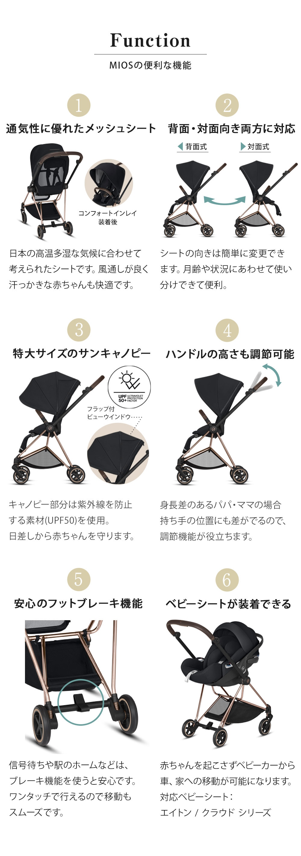 cybex サイベックス new ミオス JP3 ベビーカー ローズゴールドフレーム / ディープブラック【最新モデル】-ブリベビ BrilliantBaby 本店