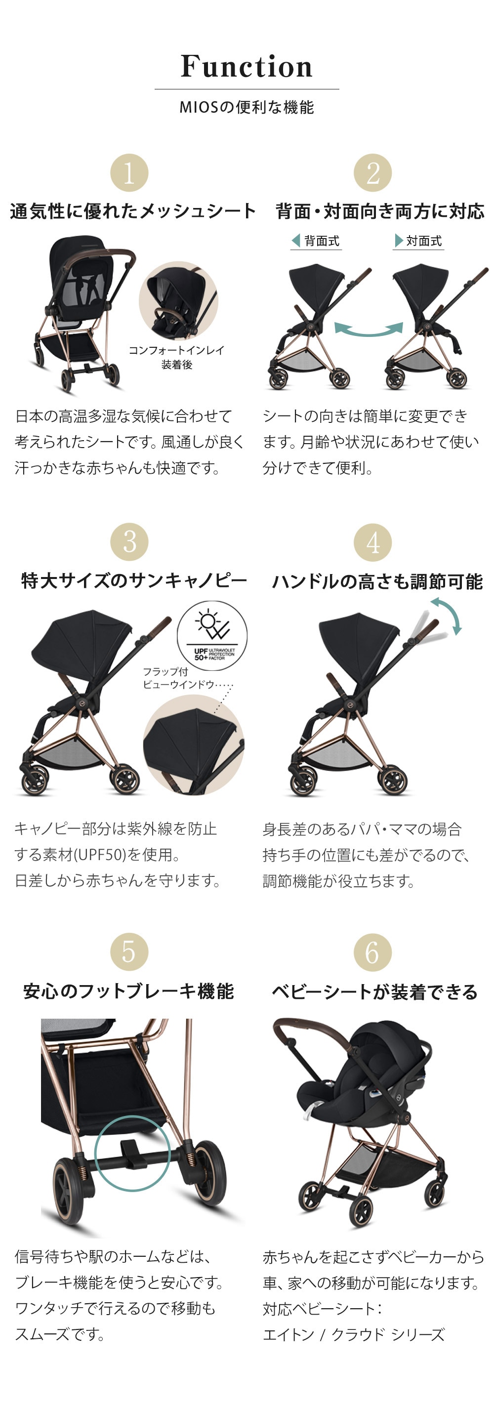 cybex サイベックス new ミオス JP3 ベビーカー ローズゴールドフレーム / ディープブラック【最新モデル】-ブリベビ  BrilliantBaby 本店