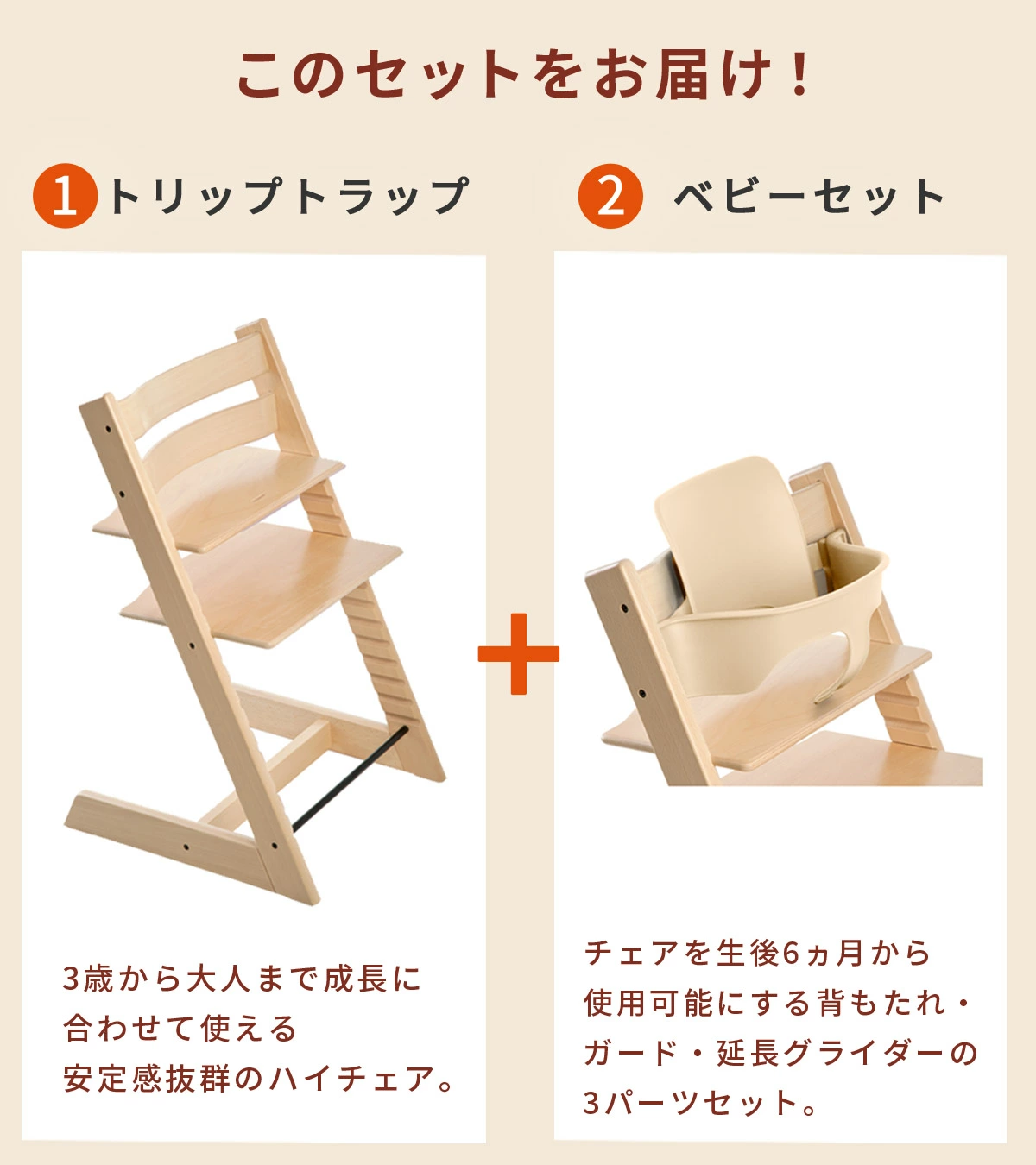 ストッケ(STOKKE)｜トリップトラップ｜チェア＆ベビーセット｜オーク