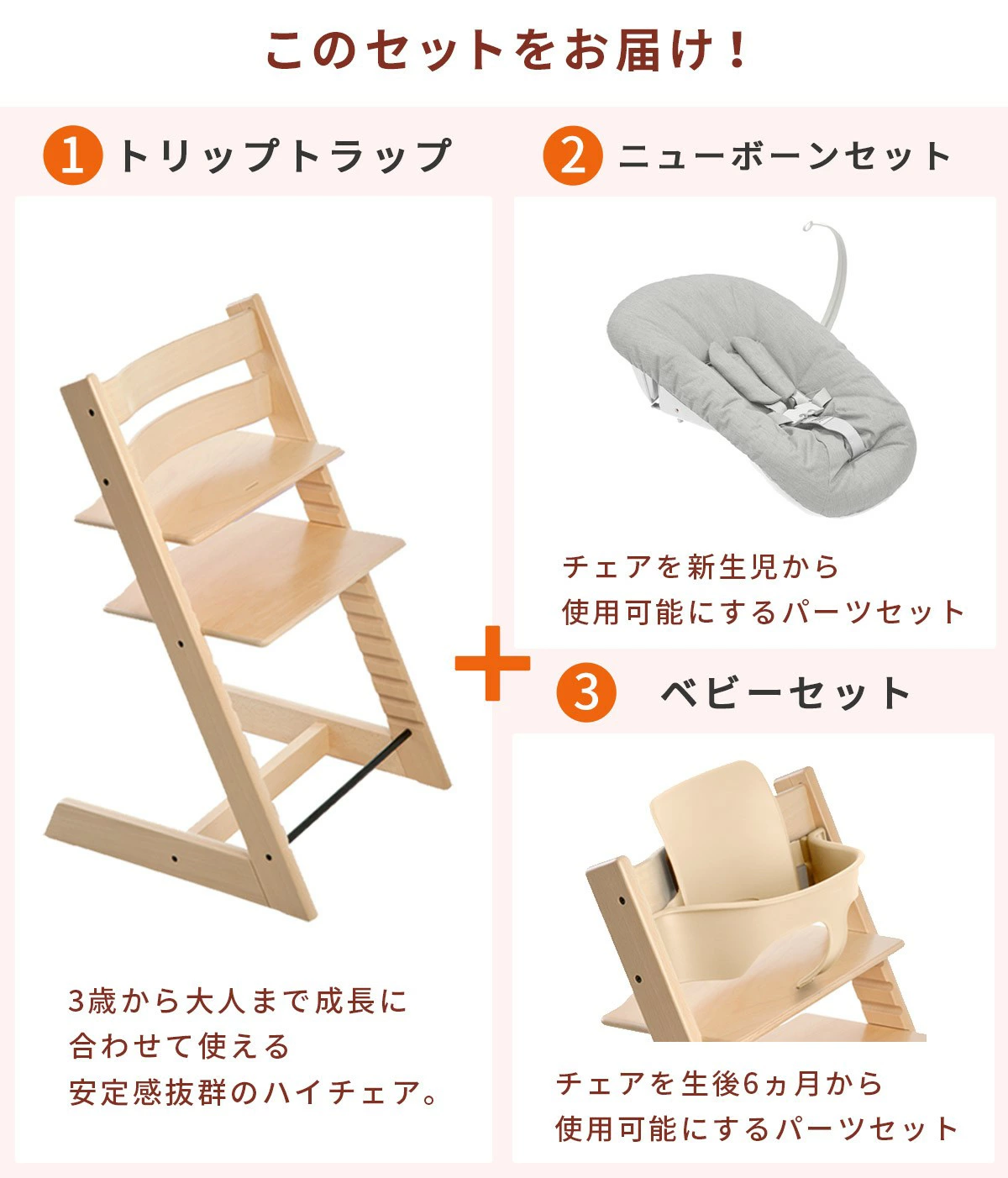 STOKKE ストッケ トリップトラップ ＋ ベビーセット ＋ ニューボーン
