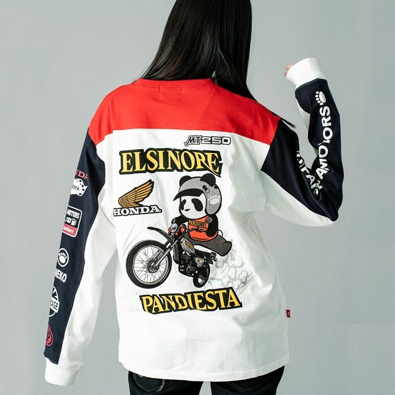 PANDIESTA JAPAN HONDA コラボ MT250 エルシノア 柄 長袖 Tシャツ