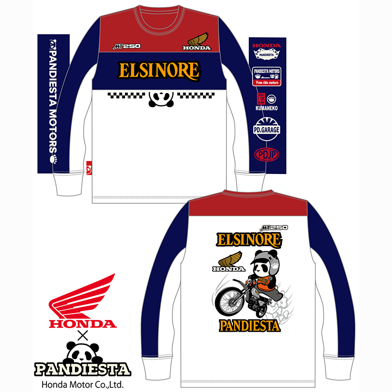 PANDIESTA JAPAN HONDA コラボ MT250 エルシノア 柄 長袖 Tシャツ