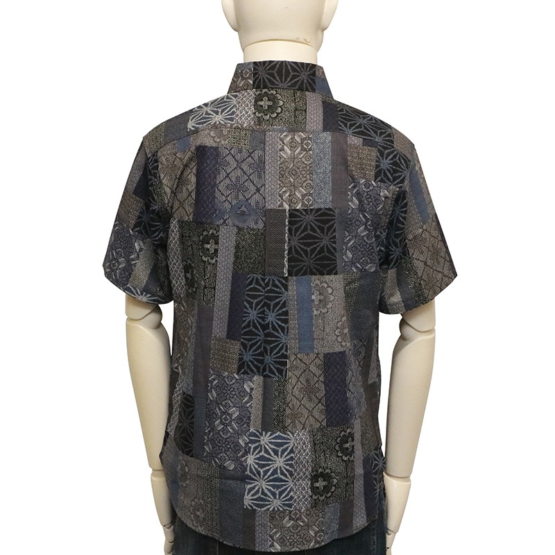 衣櫻 ころもざくら 大島紬調パッチワークプリント 柄 和柄 半袖