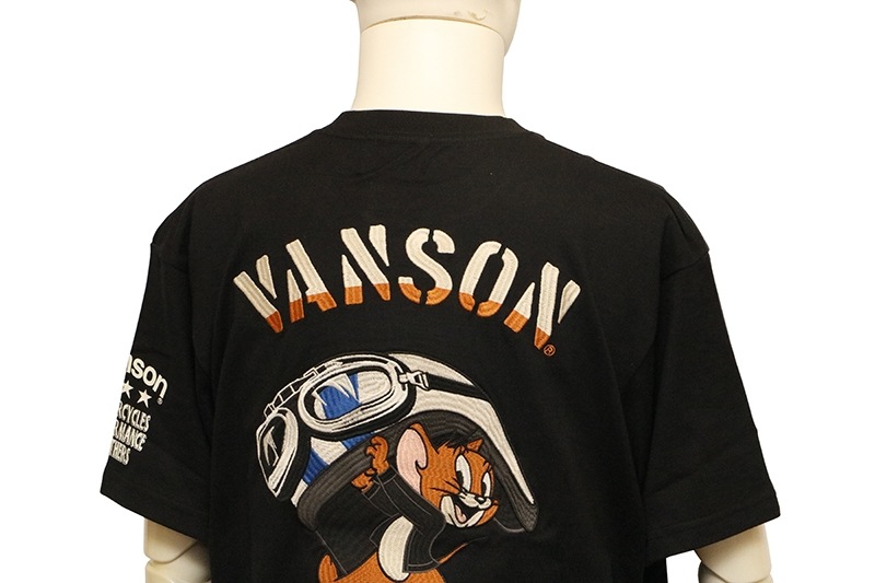VANSON×トム＆ジェリー ヘルメット × ジェリー 刺繍 天竺 半袖 Tシャツ