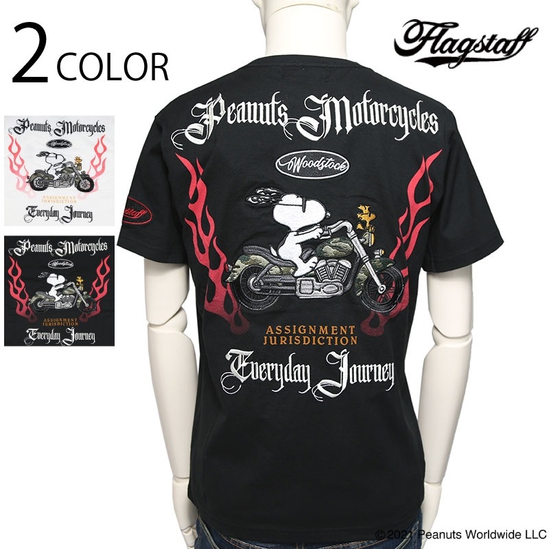 Flag Staff フラッグ スタッフ スヌーピーコラボ 迷彩 アメリカンバイク 柄 半袖tシャツ 4106 カジュアルブランド Flag Staff 半袖tシャツ ｂｓｃギャラリー京都