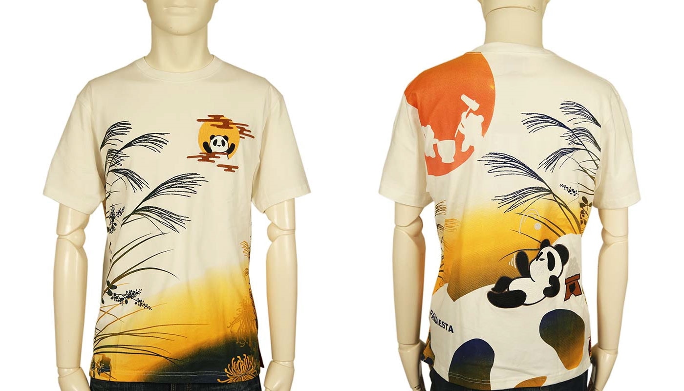PANDIESTA JAPAN/パンディエスタジャパン 十五夜とパンダ 刺繍 半袖T