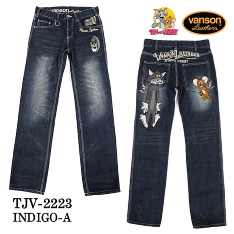 バンソン VANSON TOM and JERRY TJV-2308 デニムペインターパンツ たらしく ジーンズ インディゴ色 トム＆