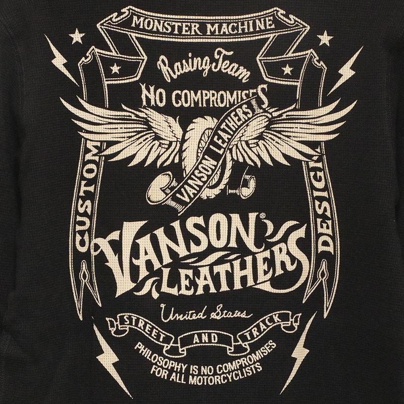 VANSON バンソン フライングホイル 柄 サーマル 長袖 Tシャツ （ NVLT