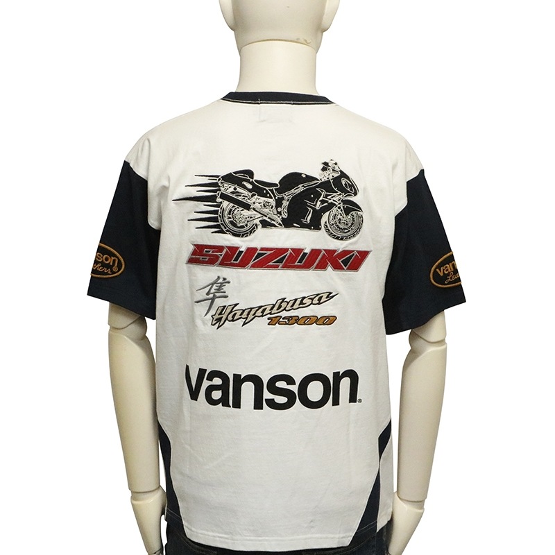 VANSON × SUZUKI HAYABUSA 柄 刺繍 天竺 半袖 Tシャツ （ SMV-2501 ）