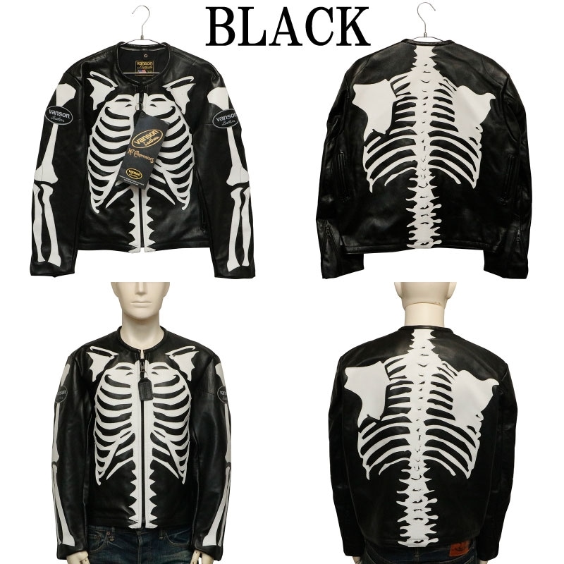 VANSON バンソン ボーンスカル レザー ジャケット （ BONEBLK