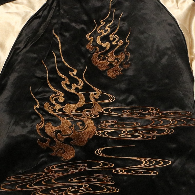 絡繰魂 粋 × 古都古都 火炎 九尾の狐 柄 刺繍 和柄 リバーシブル