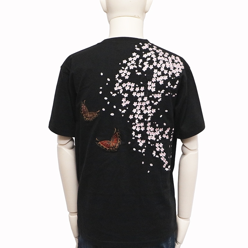 絡繰魂 からくりだましい 桜吹雪 柄 和柄 半袖Tシャツ （ 232053 ） | 和柄ブランド