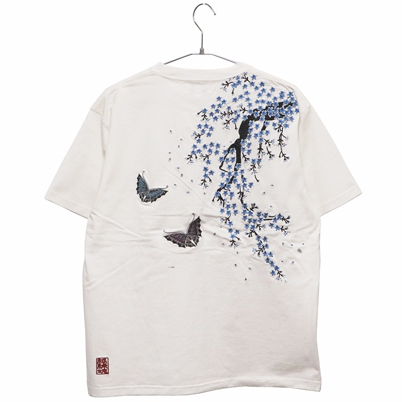 絡繰魂 からくりだましい 桜吹雪 柄 和柄 半袖Tシャツ （ 232053 ）