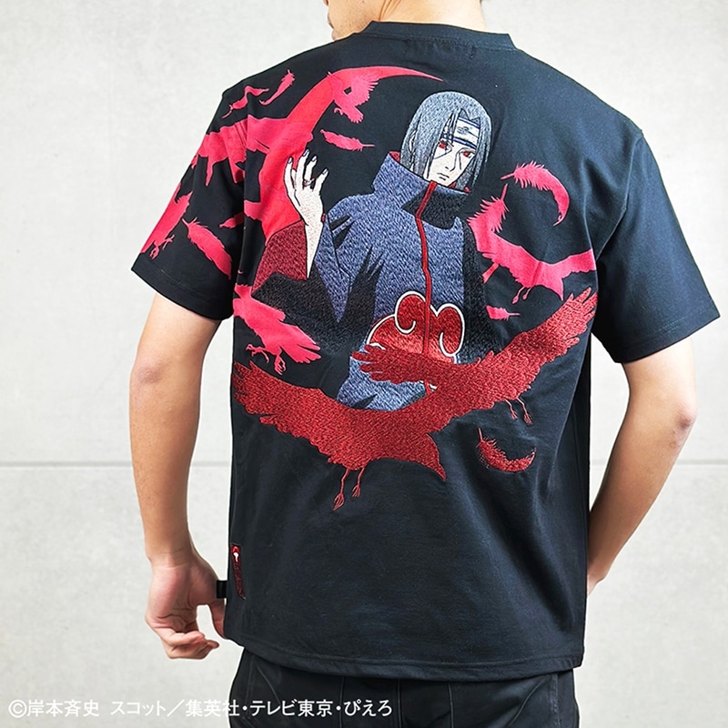 絡繰魂 × NARUTO うちはイタチ 暁 柄 刺繍 半袖 Tシャツ （ 242004 ...