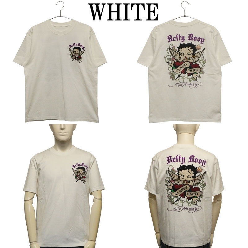 ED HARDY × BETTY BOOP ベティブープ × タトゥー 刺繍 天竺 半袖 T