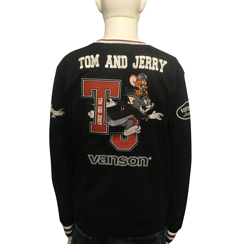 VANNER 公式長袖Tシャツ ヘソン 直筆サイン入り ベナー VANSON × TOM＆JERRY トム ＆ジェリー 刺繍 天竺 長袖 Tシャツ （ TJV