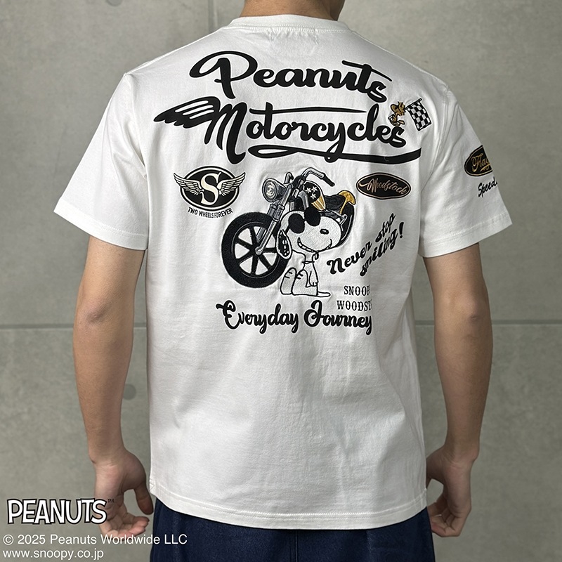 FLAG STAFF × SNOOPY BIKER 柄 刺繍 半袖Tシャツ （ 452094 ）