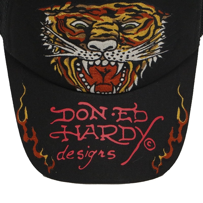 エドハーディー　着用１回　虎刺繍　薔薇　ローズ　ラインストーン　メッシュキャップ エドハーディー 着用1回 バーガンディ 虎刺繍 ラインストーン