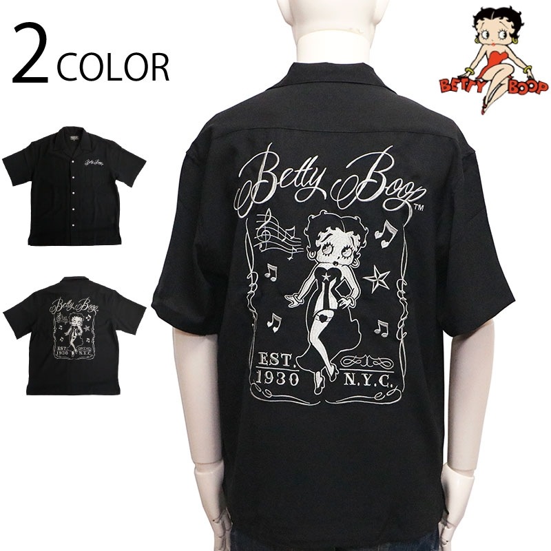 BETTY BOOP「BETTY BOOP」 刺繍 ストレッチ 接触冷感 オープンカラー