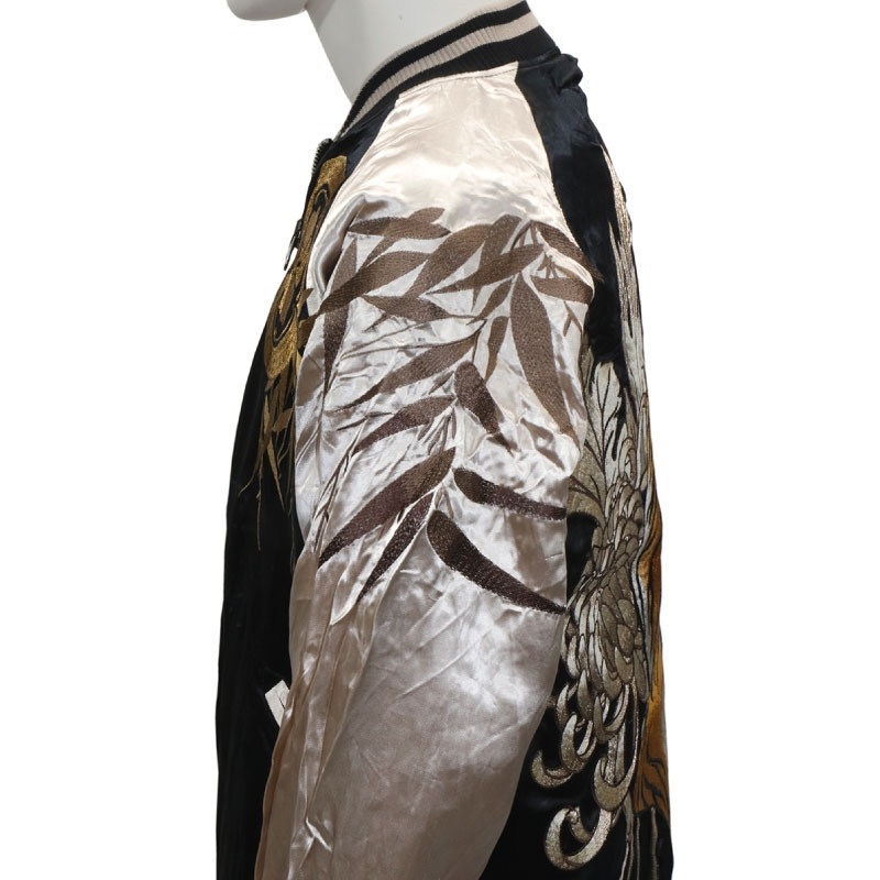 絡繰魂 粋 × 古都古都 信長の虎 刺繍 和柄 リバーシブル スカジャン