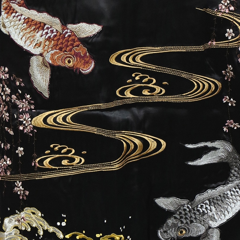 JAPANESQUE ジャパネスク 枝垂れ桜と鯉 柄 刺繍 和柄 リバーシブル スカジャン （ 3RSJ-754 ） |  和柄ブランド