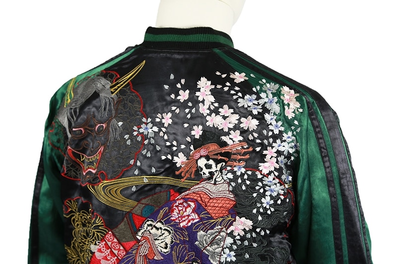 SATORI リバーシブル 般若 花魁髑髏 スカジャン satori[さとり] 般若と髑髏花魁 刺繍 リバーシブル 和柄スカジャン