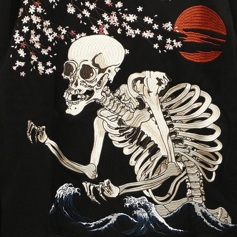 古都古都 ことこと がしゃ髑髏 柄 刺繍 和柄 パーカー （ KTPK-004
