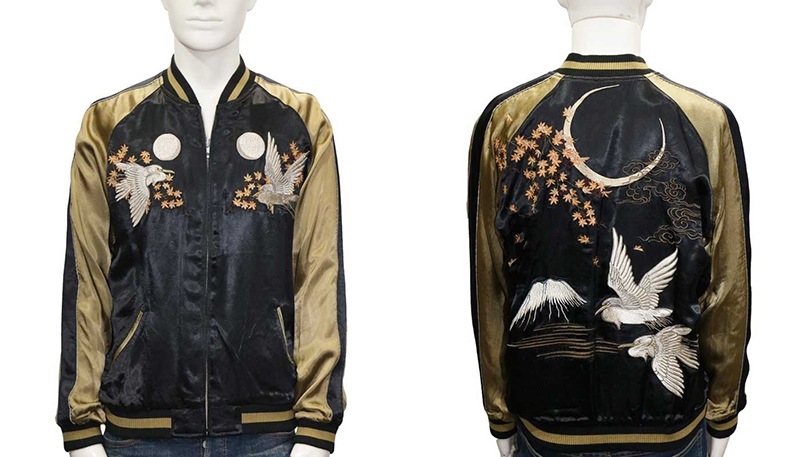 花旅楽団/ハナタビガクダン 紅葉と鷺 柄 刺繍 和柄 スカジャン （SSJ-512）