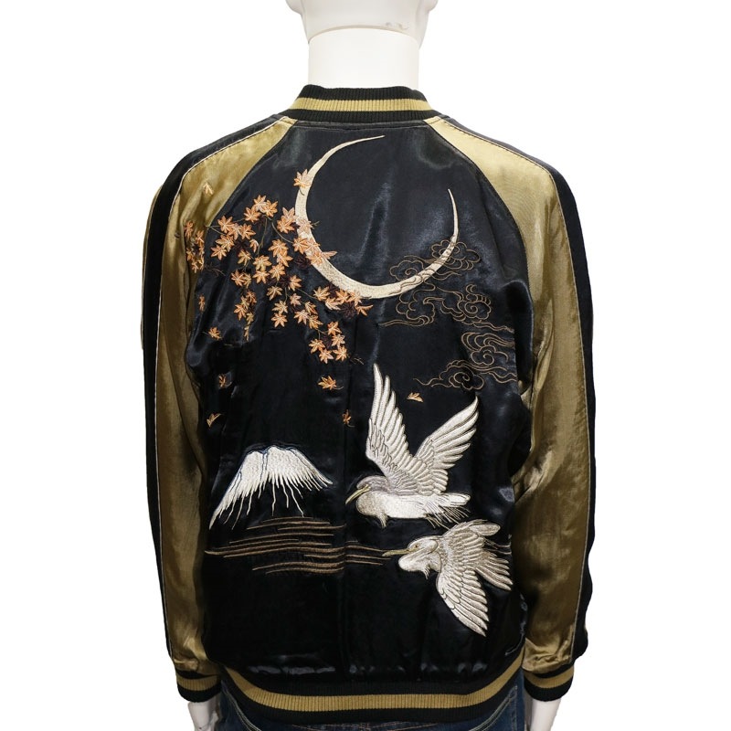 花旅楽団/ハナタビガクダン 紅葉と鷺 柄 刺繍 和柄 スカジャン （SSJ-512）