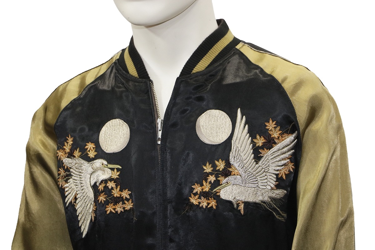 花旅楽団/ハナタビガクダン 紅葉と鷺 柄 刺繍 和柄 スカジャン （SSJ-512）