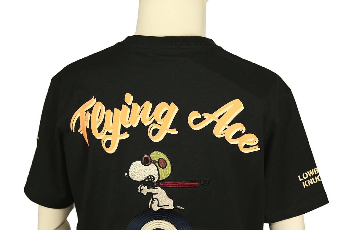 SNOOPY/スヌーピー × LOW BLOW KNUCKLE ローブローナックル スヌーピーコラボ Flying Ace 柄 半袖Tシャツ  （551406）