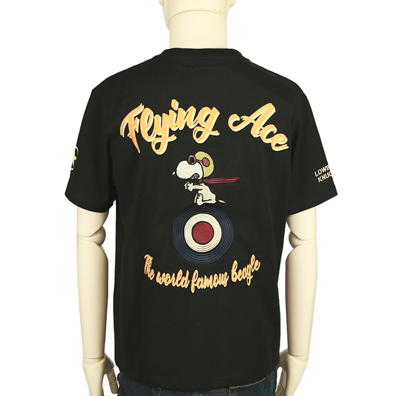 SNOOPY/スヌーピー × LOW BLOW KNUCKLE ローブローナックル スヌーピーコラボ Flying Ace 柄 半袖Tシャツ  （551406）