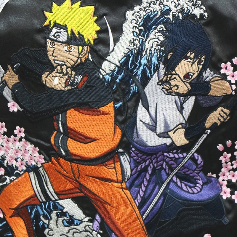 朧 おぼろ×NARUTO ナルト×サスケ 柄 刺繍 スカジャン （ 9001821 ）