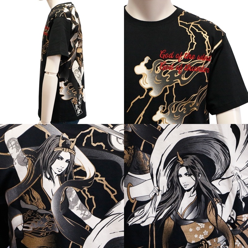 抜刀娘 ばっとうむすめ 風神雷神 葵×結愛 柄 和柄 半袖Ｔシャツ